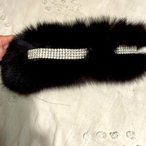 Mink adjustable head wrap 24 inches  long and 5 inches wide.